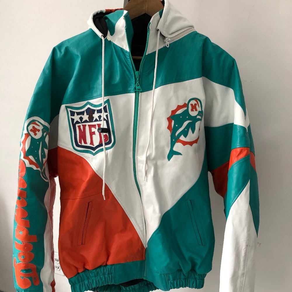 Vintage 1980s Miami Dolphins Leather Jacket